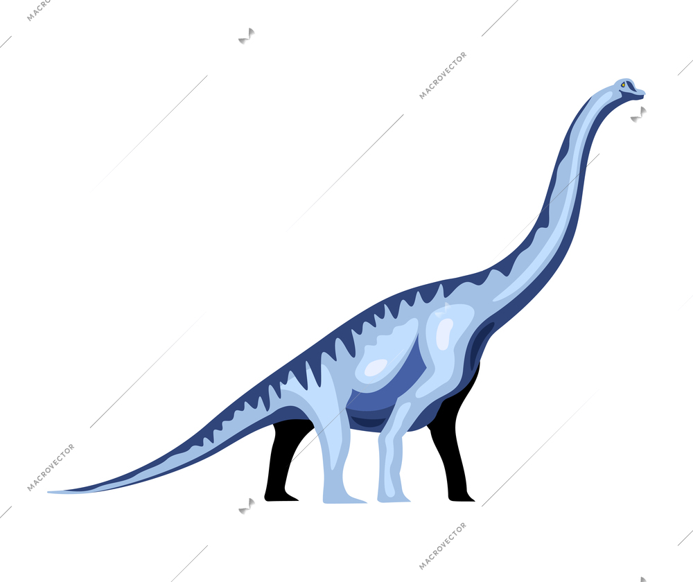 Dinosaur color cartoon composition with isolated image of brontosaurus vector illustration