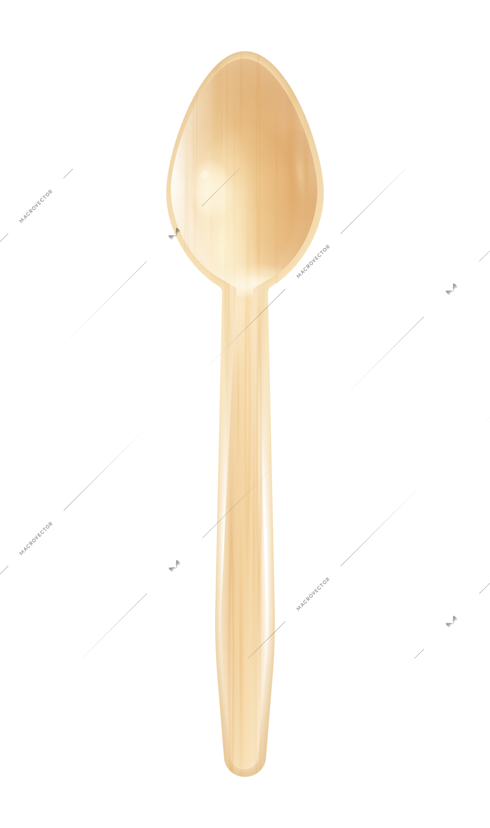 Eco disposable tableware realistic composition with isolated image of wooden spoon vector illustration