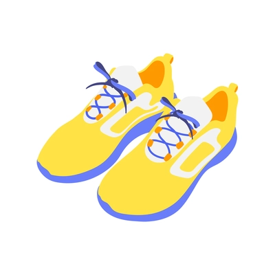 Jogging running people fitness accessories isometric composition with isolated image of boots for jogging vector illustration