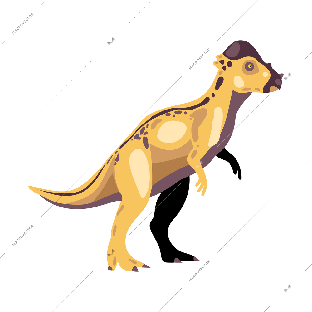 Dinosaur color cartoon composition with isolated image of peishansaurus vector illustration