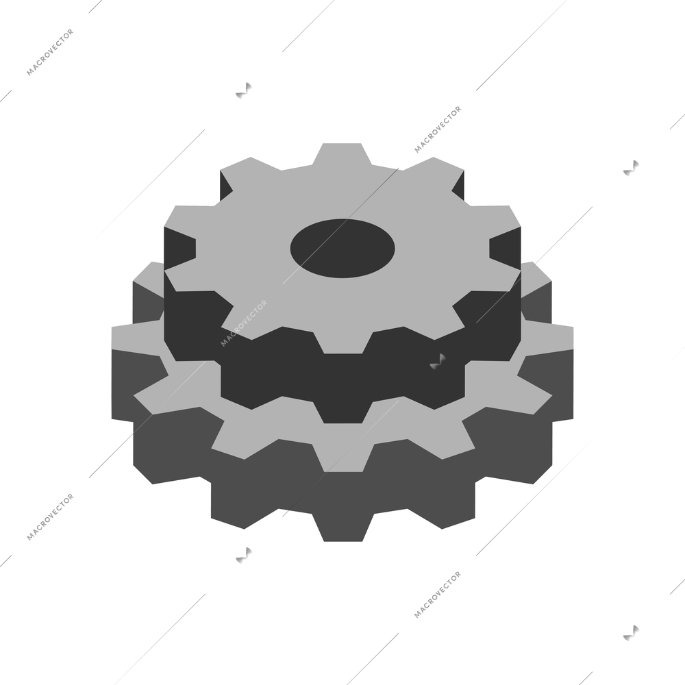 Isometric auto repair composition with isolated image of metal gears on blank background vector illustration