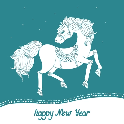 2014 year of the horse, happy new year vector illustration