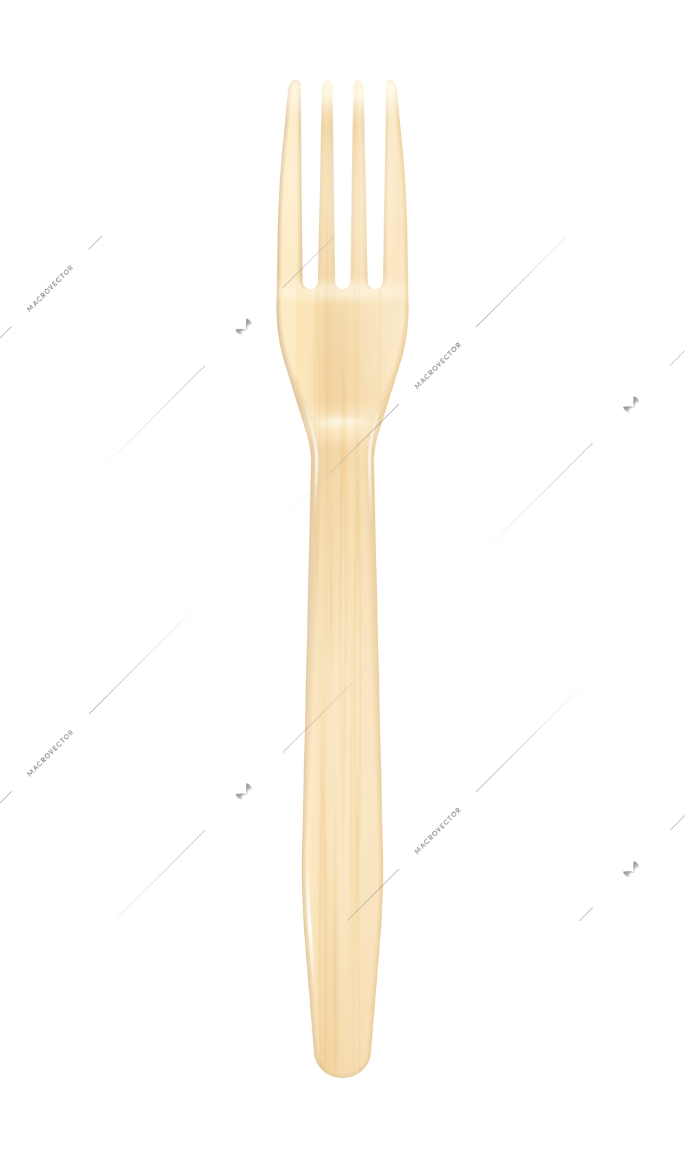 Eco disposable tableware realistic composition with isolated image of wooden fork vector illustration
