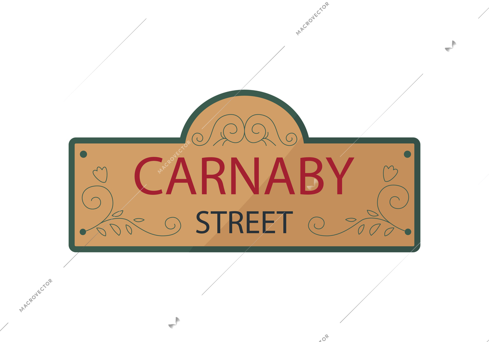 18th 19th century old town fashion composition with isolated icon of vintage signboard with text vector illustration