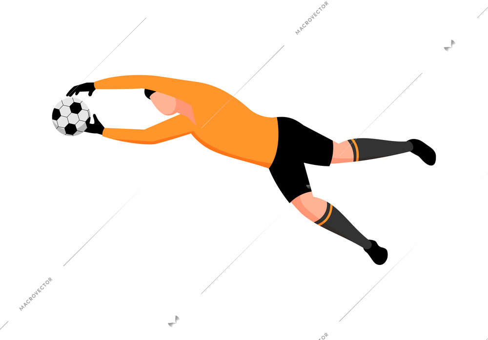 Isometric football soccer sport composition with isolated human character of footballer with ball vector illustration