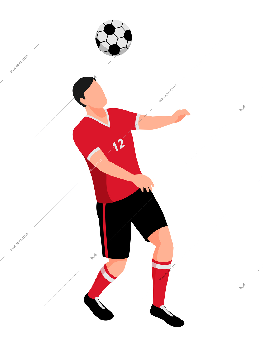 Isometric football soccer sport composition with isolated human character of footballer with ball vector illustration