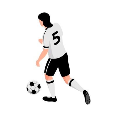 Isometric football soccer sport composition with isolated human character of footballer with ball vector illustration