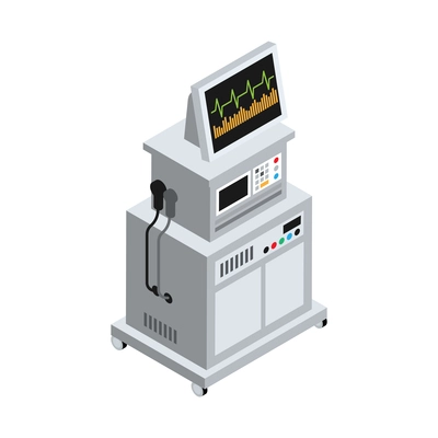 Isometric surgeon doctor composition with isolated image of electronic medical apparatus vector illustration