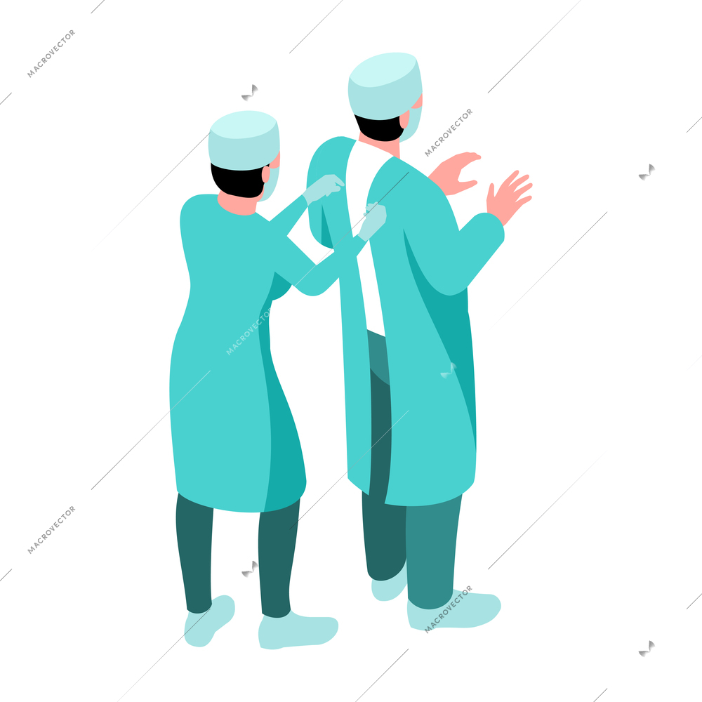 Isometric surgeon doctor composition with isolated human characters of medical specialists vector illustration