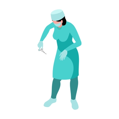 Isometric surgeon doctor composition with isolated human character of medical specialist vector illustration