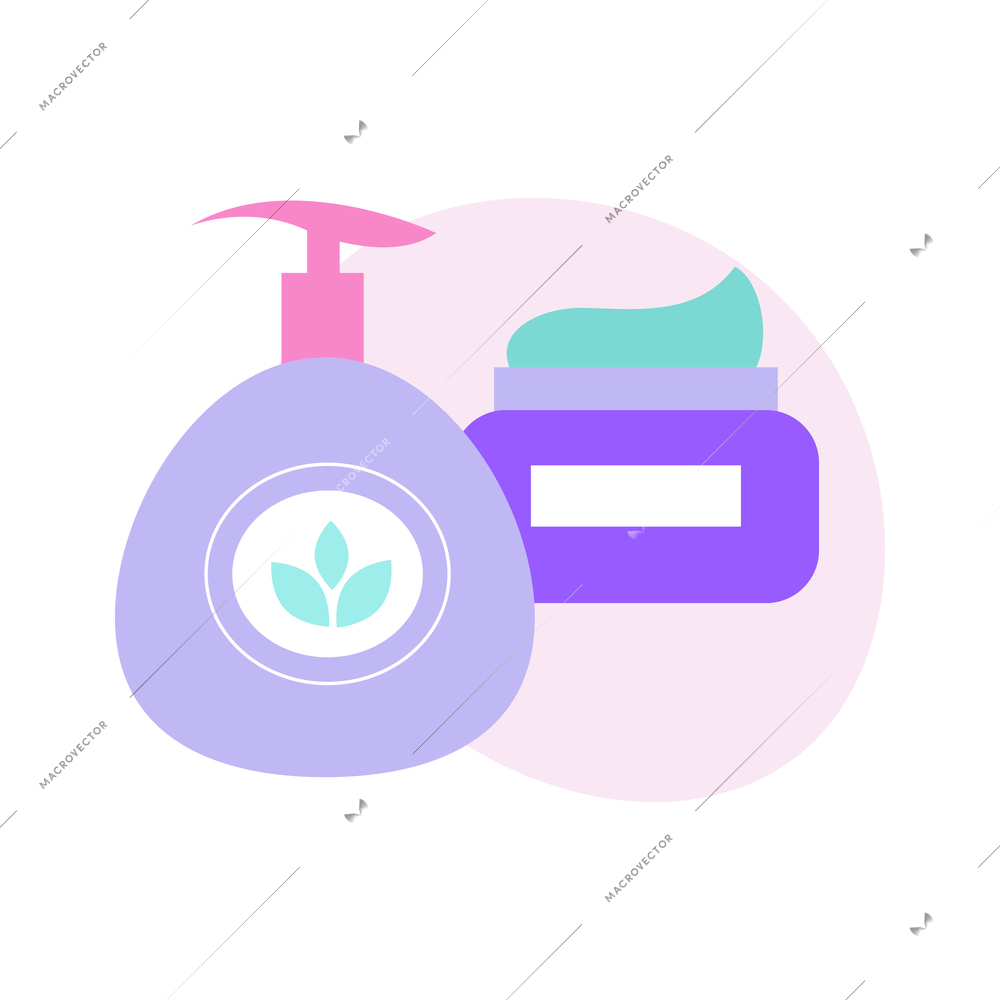 Cosmetic shop composition with pack of cream and bottle with dispenser cap vector illustration