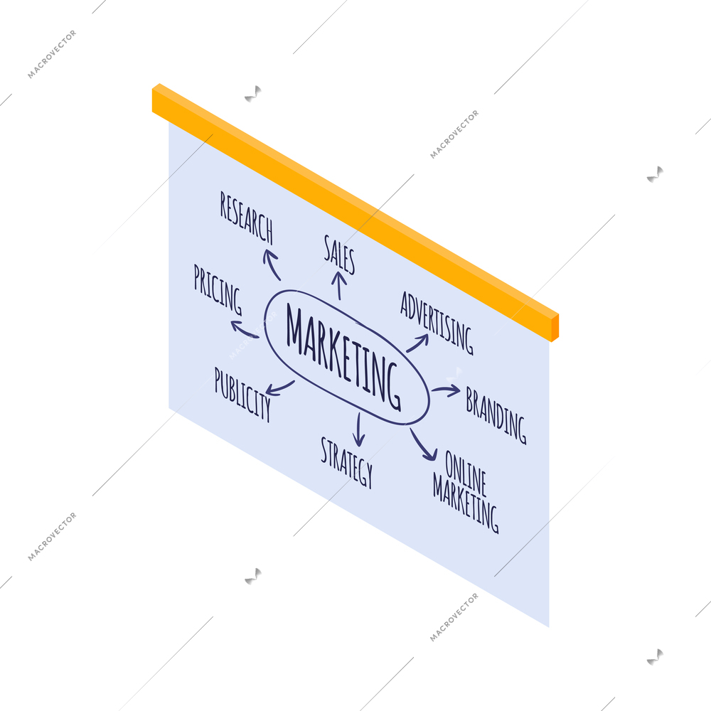 Isometric business education coaching training composition with educational board vector illustration