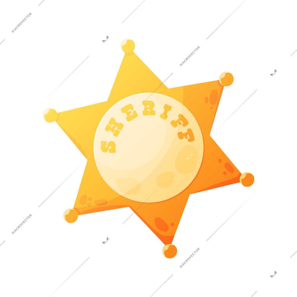 Wild west cowboy composition with isolated image of golden sheriff star on blank background vector illustration