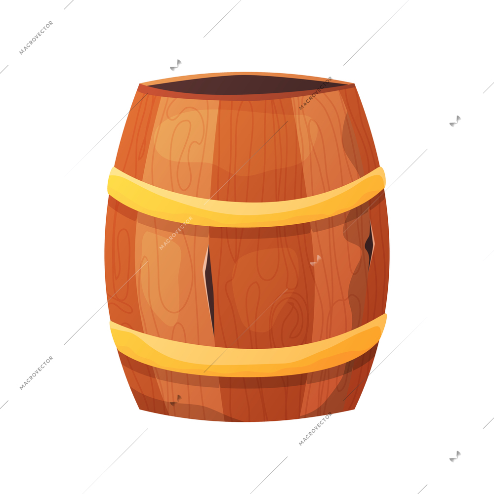 Wild west cowboy composition with isolated image of wooden barrel on blank background vector illustration