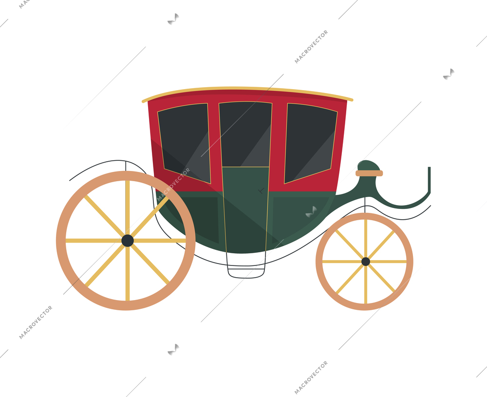 18th 19th century old town fashion composition with isolated icon of vintage carriage vector illustration