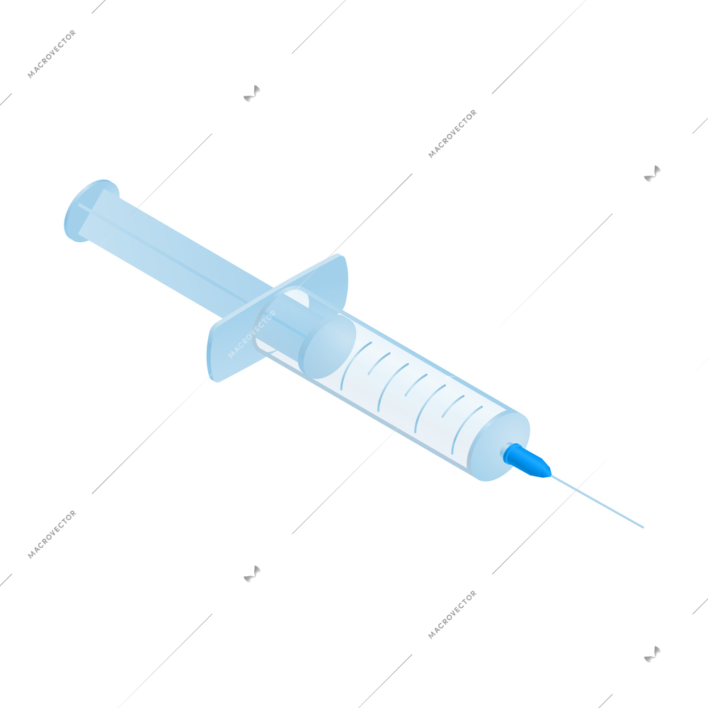 Isometric medicine pharmacy composition with isolated image of syringe on blank background vector illustration