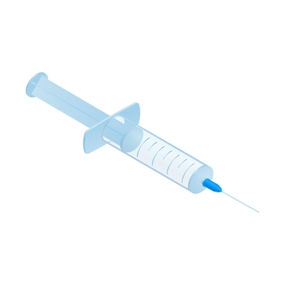 Isometric medicine pharmacy composition with isolated image of syringe on blank background vector illustration