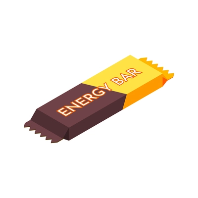 Jogging running people fitness accessories isometric composition with isolated image of energy bar vector illustration