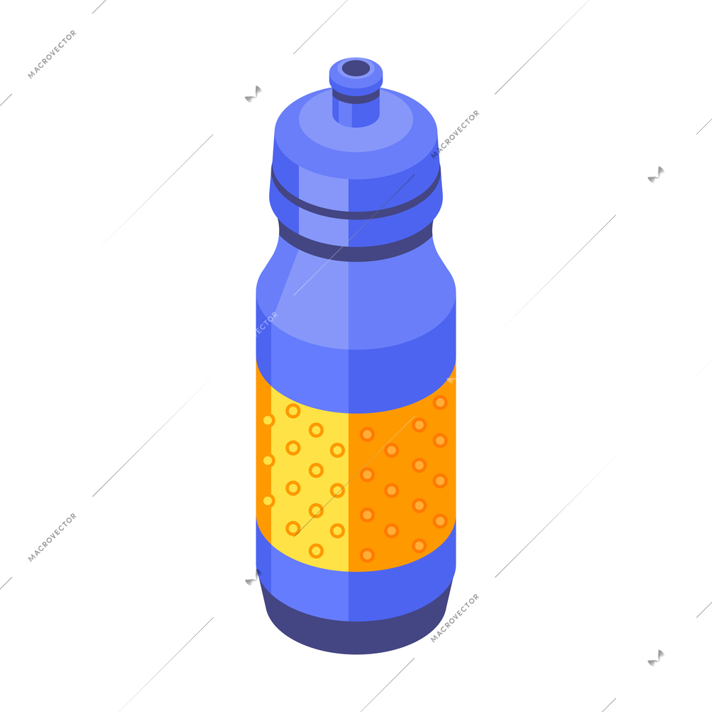 Jogging running people fitness accessories isometric composition with isolated image of plastic bottle for water vector illustration