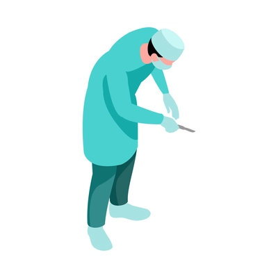 Isometric surgeon doctor composition with isolated human character of medical specialist vector illustration