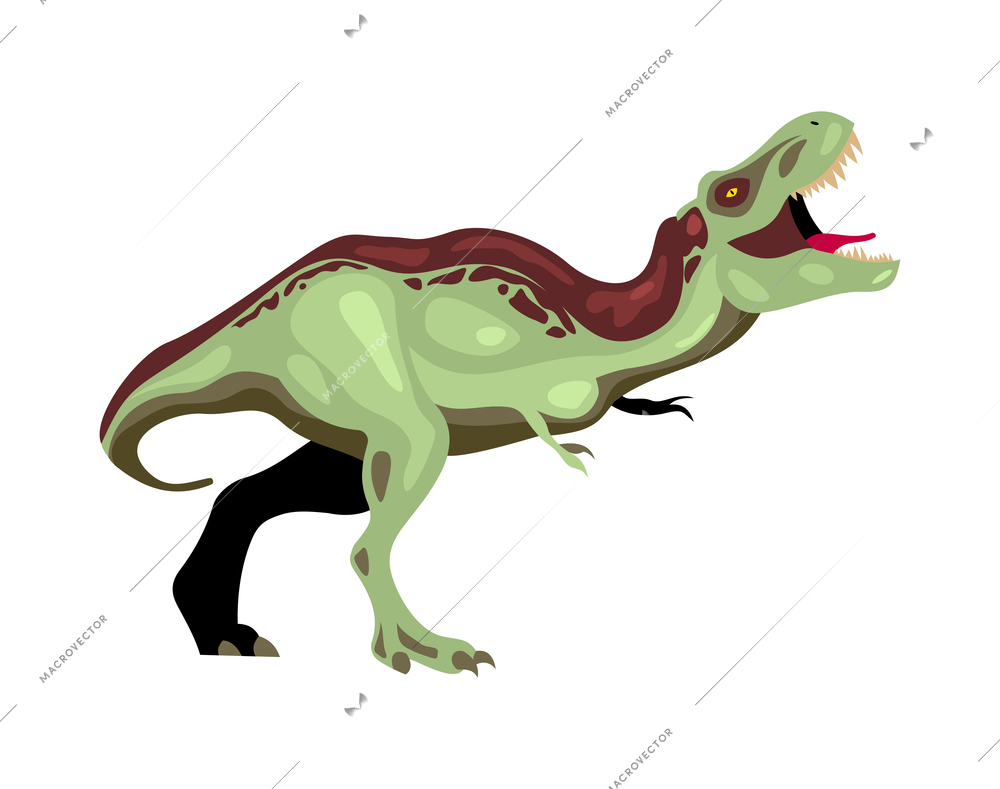 Dinosaur color cartoon composition with isolated image of ceratosaurus vector illustration