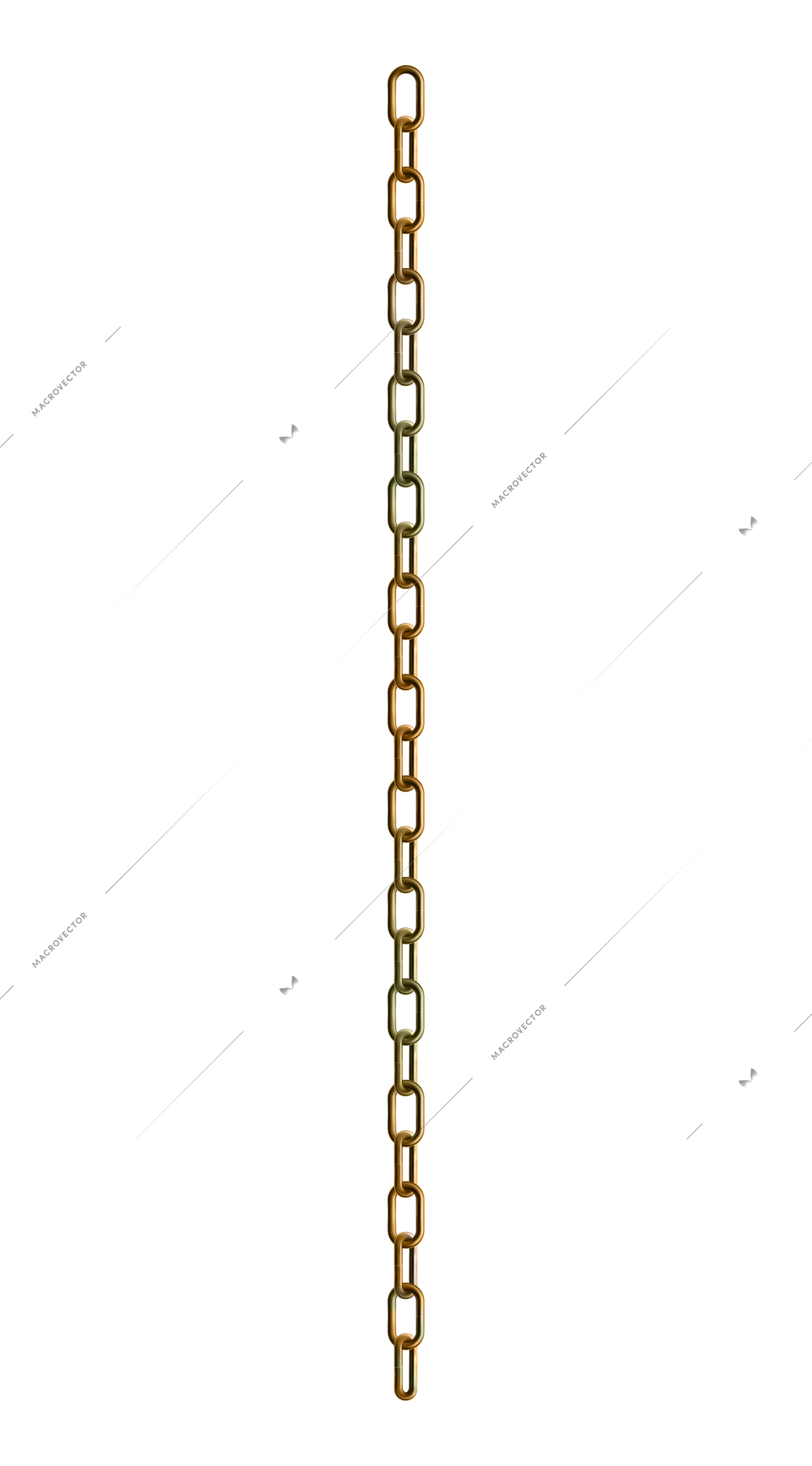 Golden chain realistic composition of hanging golden chain on blank background vector illustration