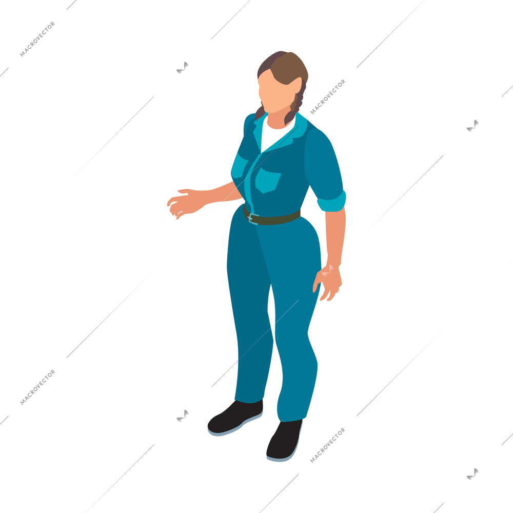 Isometric ambulance car first aid composition with isolated human character of female medical assistant vector illustration