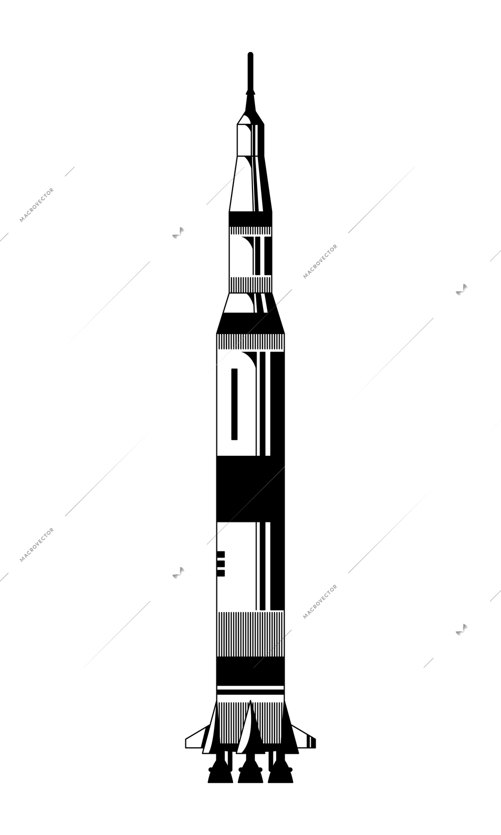 Space engraving hand drawn composition with isolated image of rocket on white background vector illustration