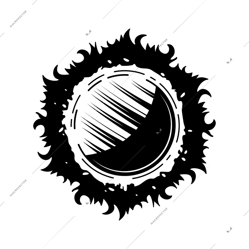 Space engraving hand drawn composition with isolated image of sun on white background vector illustration