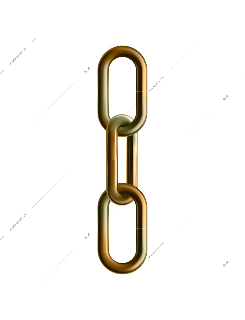 Golden chain realistic composition of hanging golden chain segments on blank background vector illustration