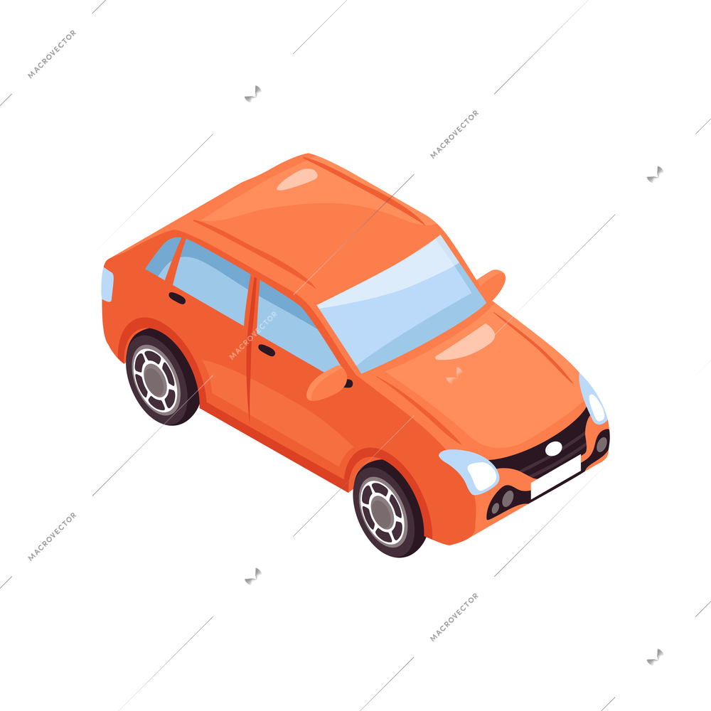 Isometric tow truck car vehicle transportation help road composition with isolated image of car vector illustration