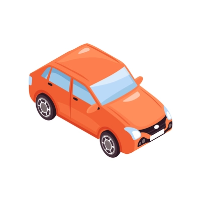 Isometric tow truck car vehicle transportation help road composition with isolated image of car vector illustration