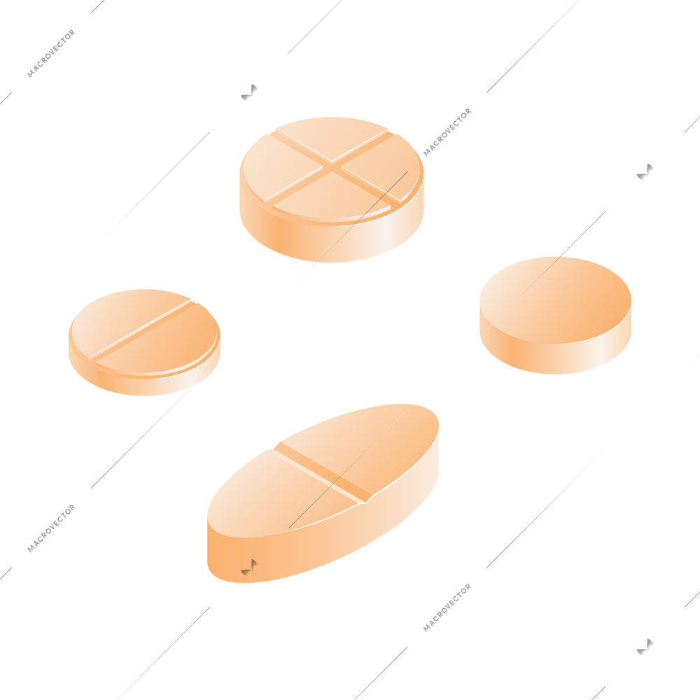 Isometric medicine pharmacy composition with isolated image of pills on blank background vector illustration