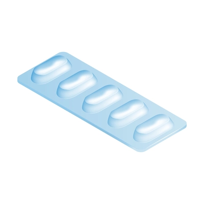 Isometric medicine pharmacy composition with isolated image of pills in blister on blank background vector illustration