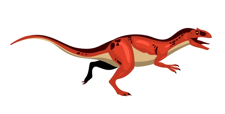 Dinosaur color cartoon composition with isolated image of allosaurus vector illustration
