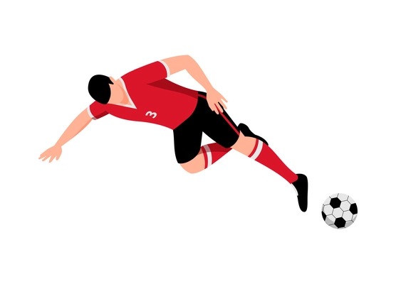 Isometric football soccer sport composition with isolated human character of footballer with ball vector illustration