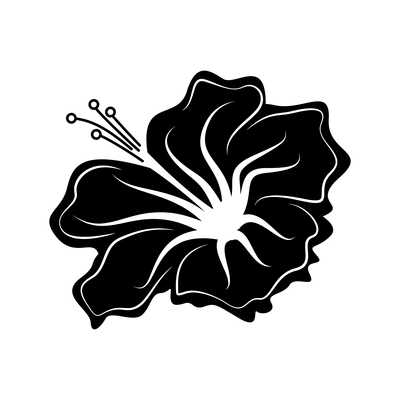 Surfing engraving hand drawn composition with isolated image of flower vector illustration