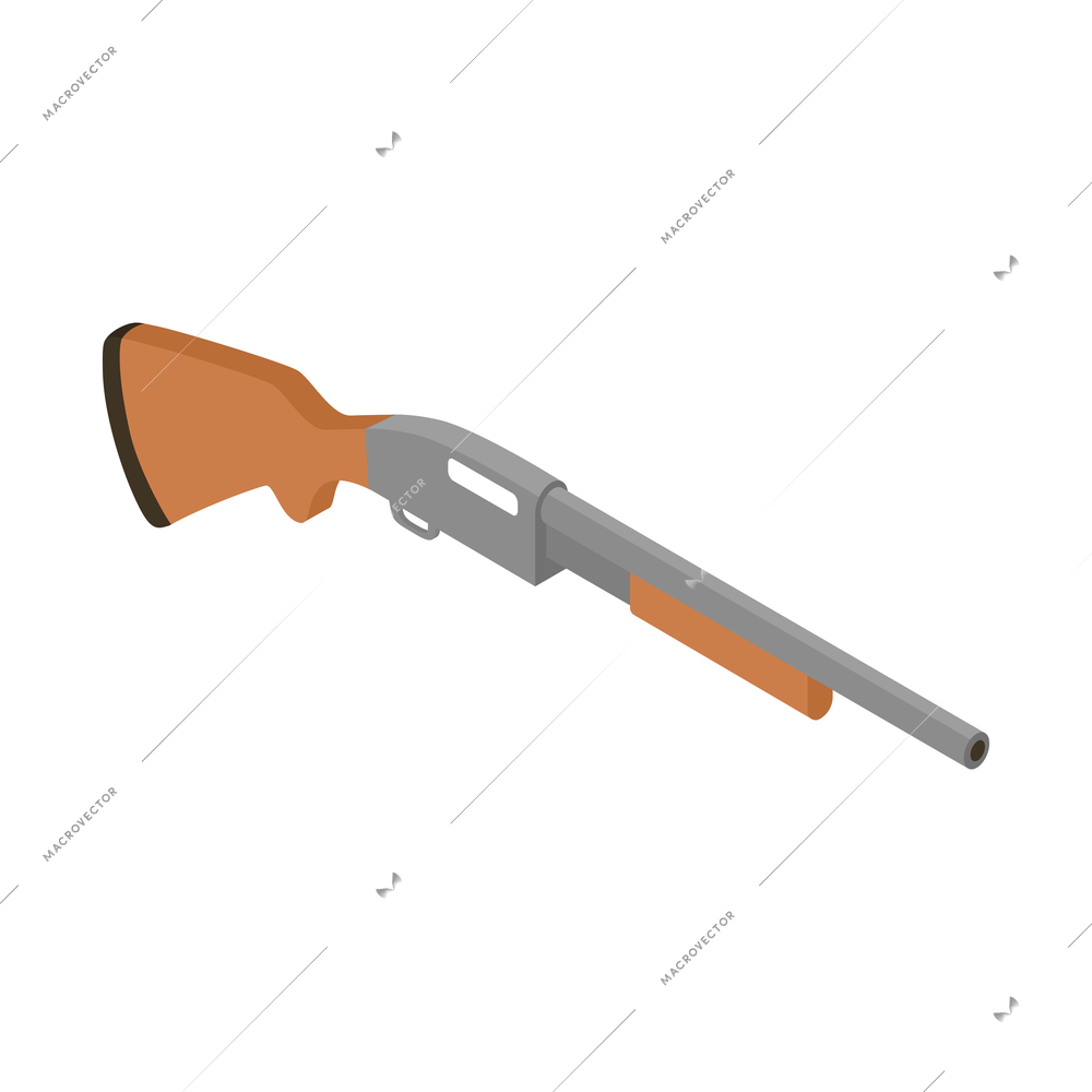 Isometric sheriff composition with isolated image of rifle vector illustration