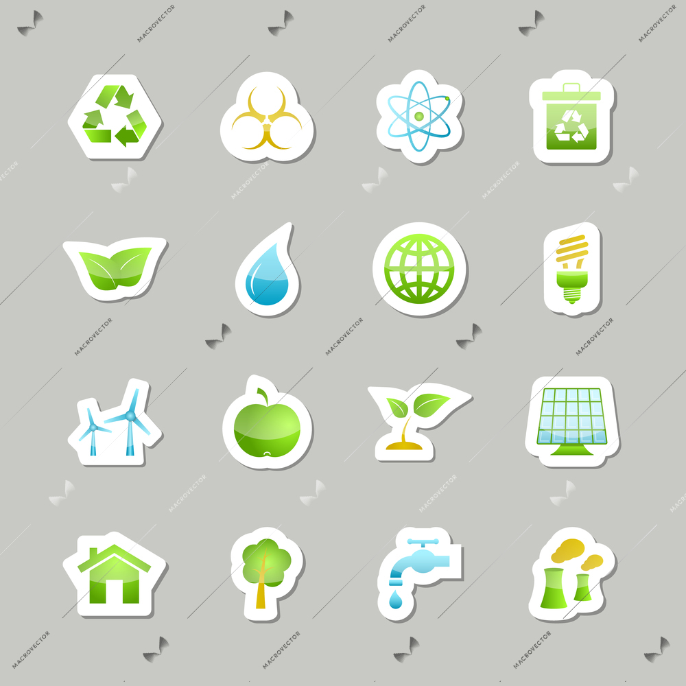 Eco green icons set for user interface design isolated vector illustration