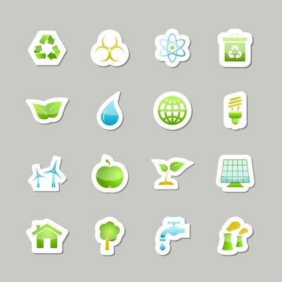 Eco green icons set for user interface design isolated vector illustration