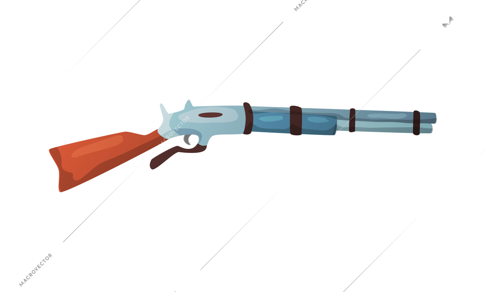 Wild west cowboy composition with isolated image of rifle on blank background vector illustration
