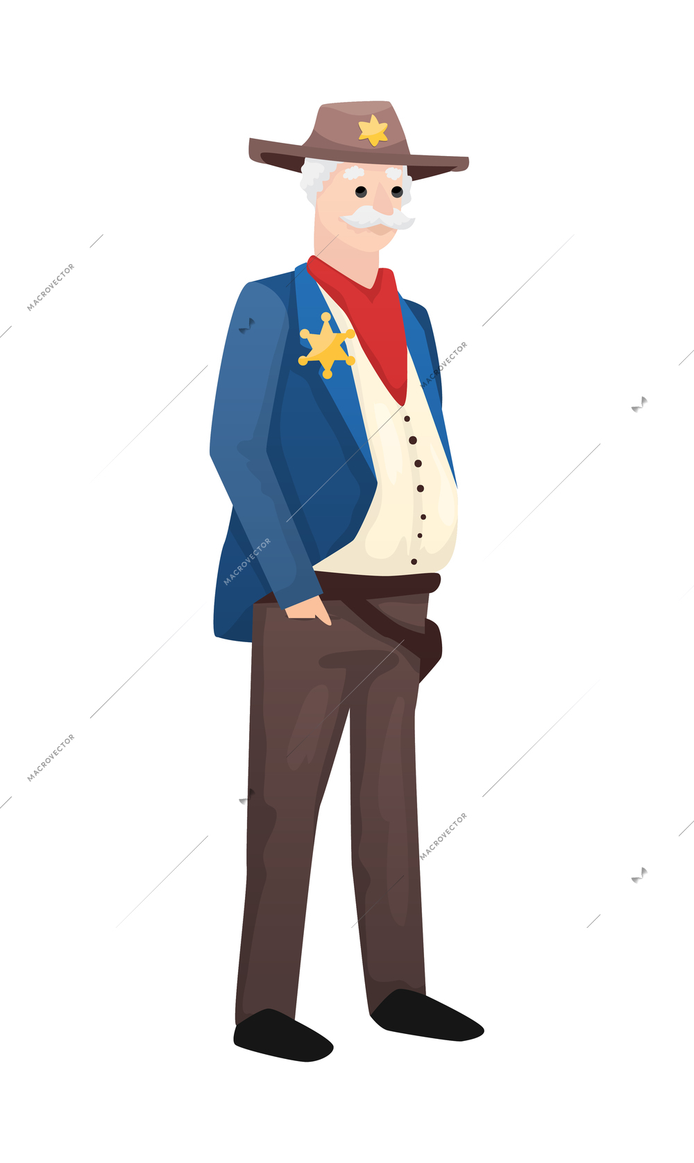 Wild west cowboy composition with isolated human character of sheriff on blank background vector illustration