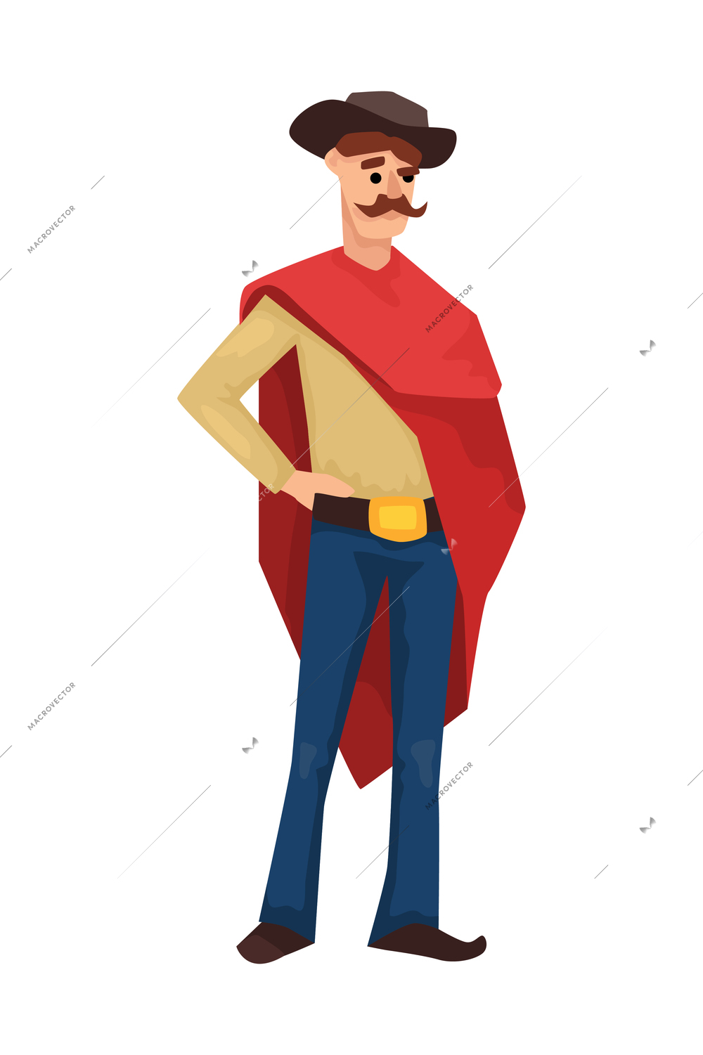 Wild west cowboy composition with isolated human character of man on blank background vector illustration