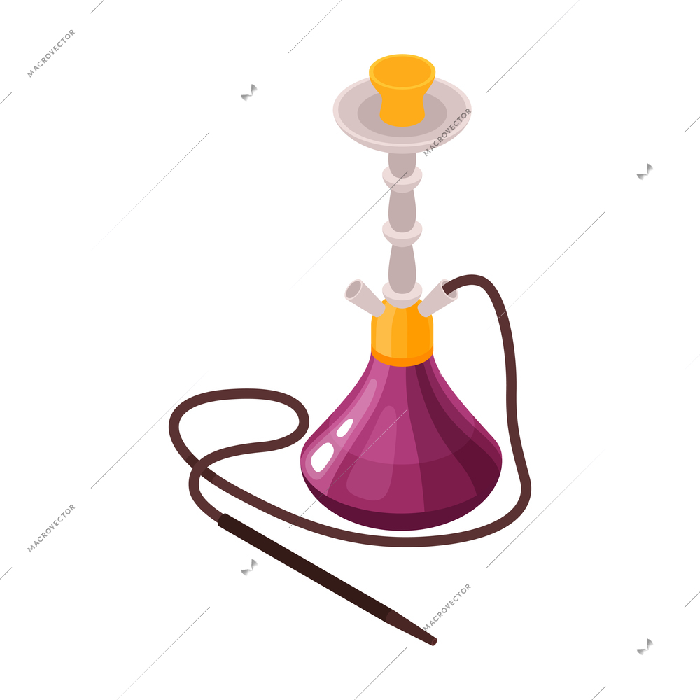 Isometric hookah tobacco smoke composition with isolated image of hookah on blank background vector illustration