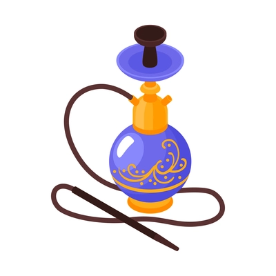 Isometric hookah tobacco smoke composition with isolated image of hookah on blank background vector illustration
