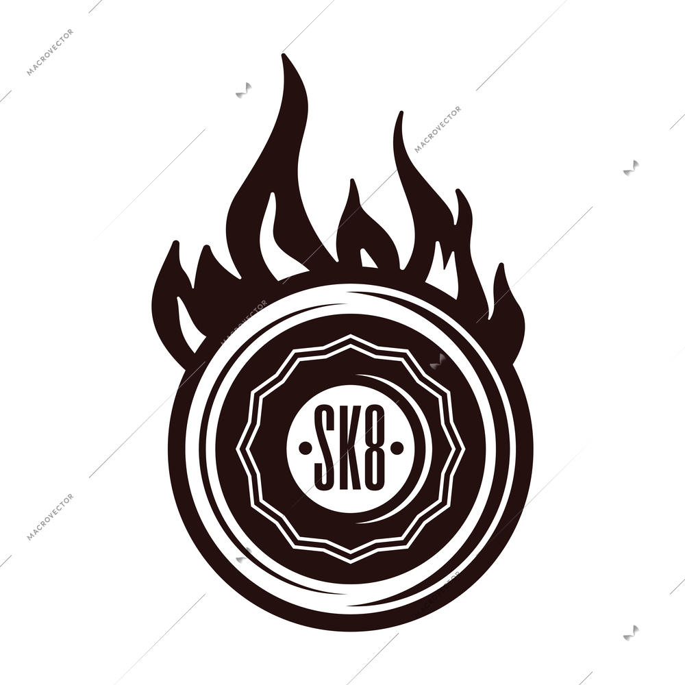 Skateboarding engraving black emblem on white background isolated monochrome vector illustration