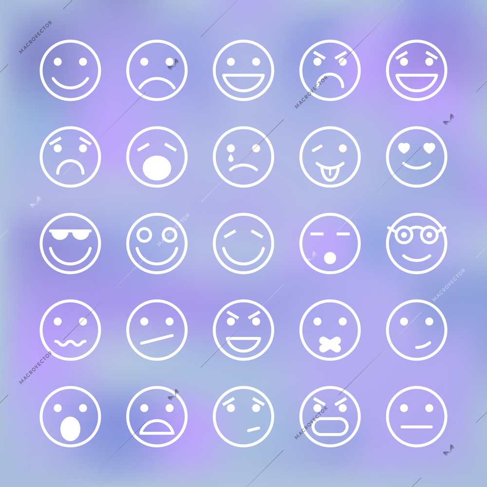 Icons set of smiley faces for mobile application interface isolated vector illustration