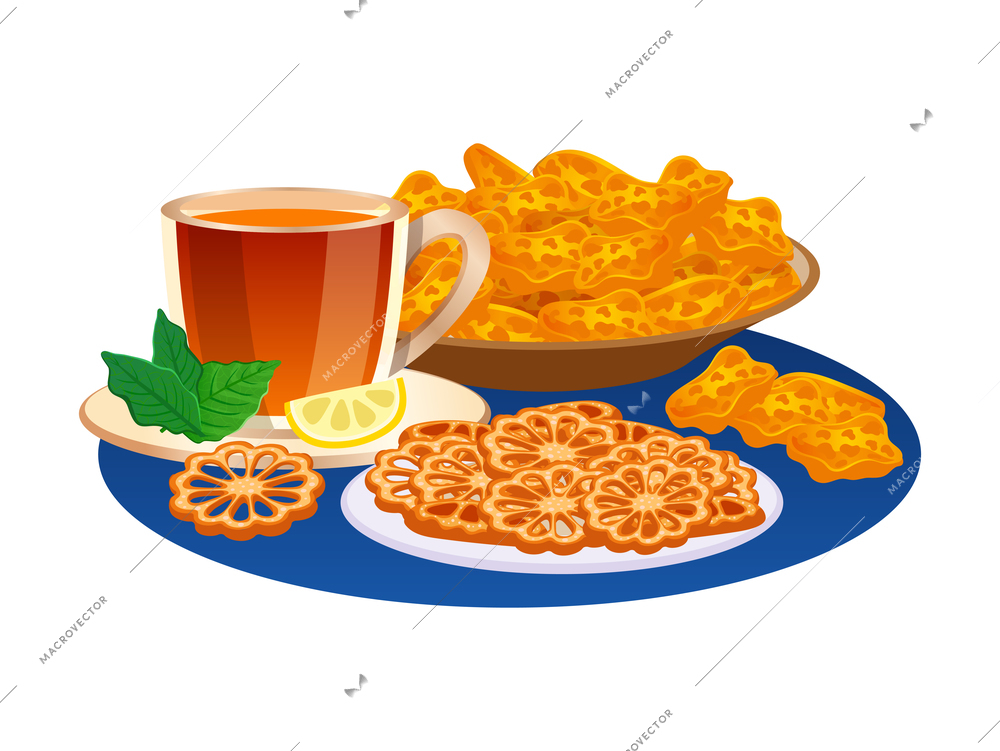 Sri lanka tourism composition with images of traditional meal tea with mint and dishes with sweets vector illustration