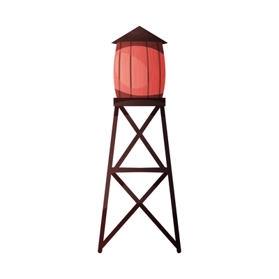 Wild west cowboy composition with isolated image of water pressure tank on tower vector illustration