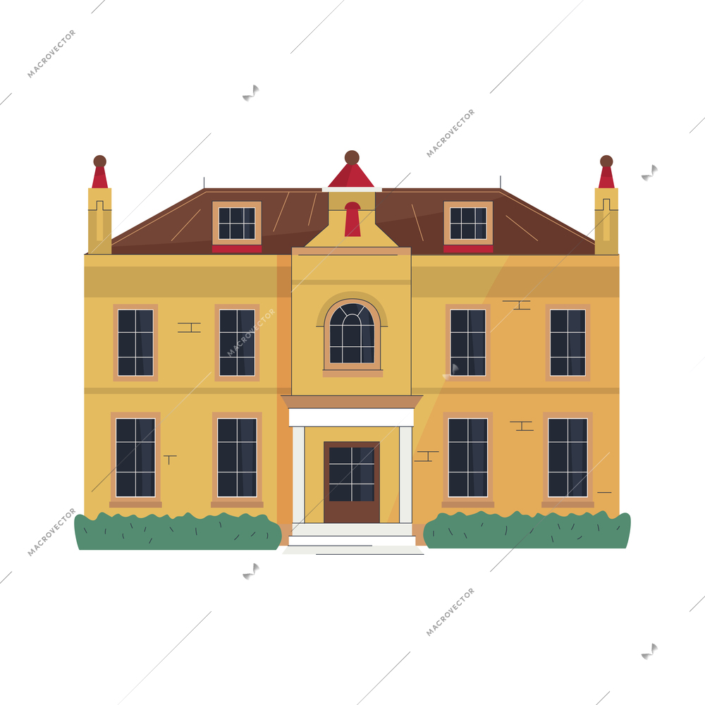 18th 19th century old town fashion composition with isolated icon of vintage building vector illustration